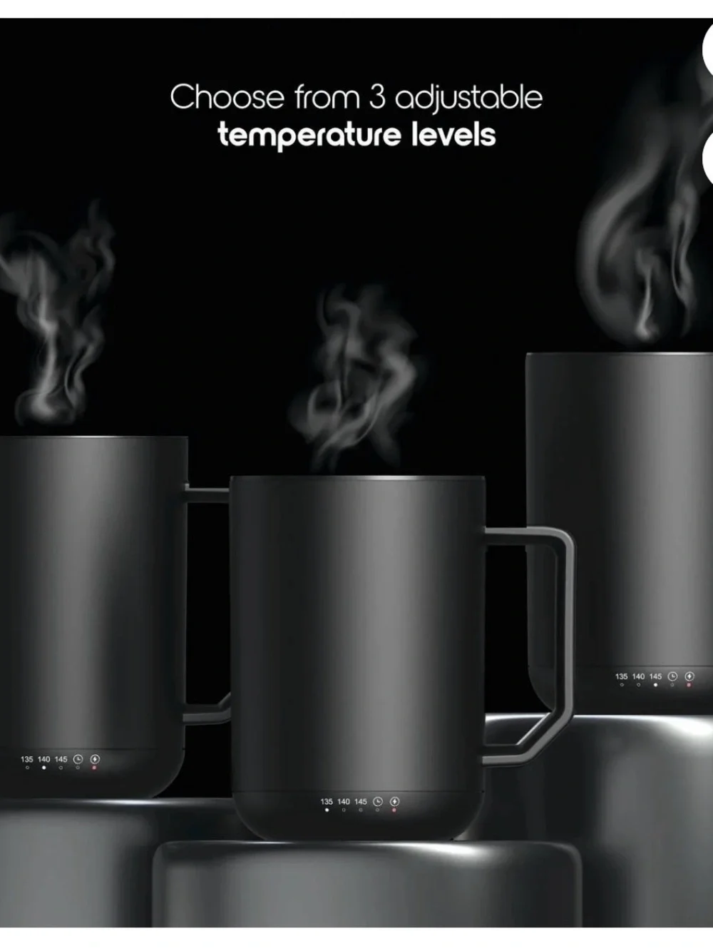 ionmug Self-Heating & Charging Coaster Mug - Black